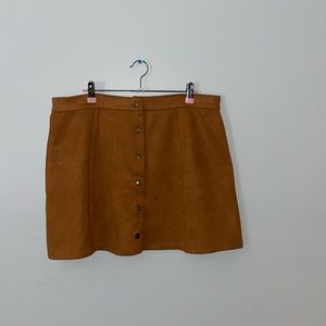 Brown Button Up Mini Skirt